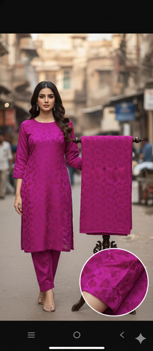 🥳 Sale Sale M-4467   Imported 3-D Self print Velvet Same print Shirt & Truzer 2pc