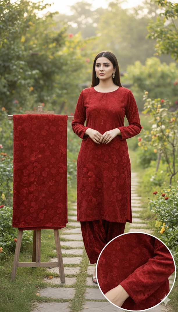 🥳 Sale Sale M-4471   Imported 3-D Self print Velvet Same print Shirt & Truzer 2pc