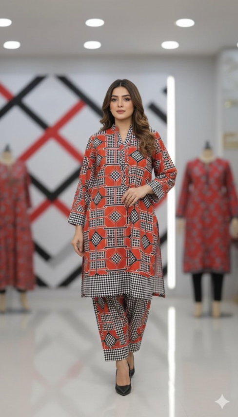 🥳 Sale Sale M-171  Imported Digital Korean Georgette Same print Shirt & Truzer 2pc